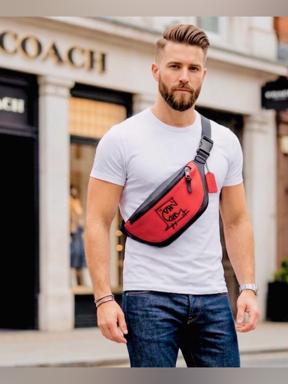 Coach x Guang Yu Warren Belt Bag - red/black Graffiti Style Rexy 2020 - like New - Picture 2 of 16